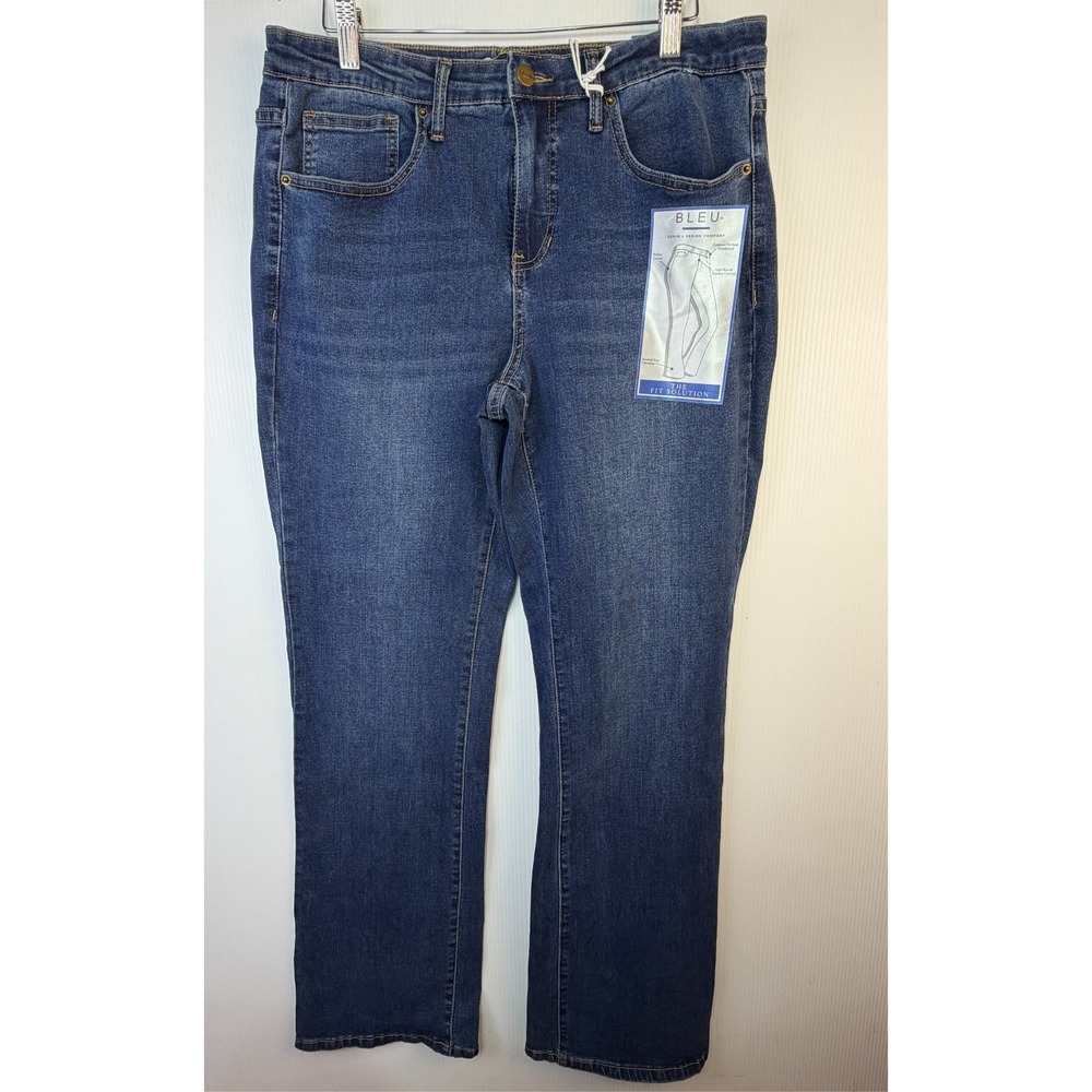 BLEU Womens 16W Bootcut Jeans High Rise Tummy Control Stretch Dark Wash Curvy